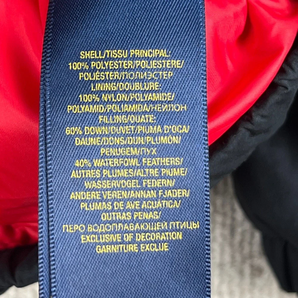 Polo Ralph‎ Lauren Kids L 14-16 Black Down Puffer Jacket Red Lining